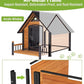 Large Dog House Outdoor Weatherproof with Porch, All-Metal Frame Chew-Proof Dog Kennel with Asphalt Roof, for Small Medium Large Dogs