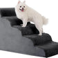 MIHIKK Dog Stairs Ramp, Curved 5-Step Dog Steps for Small Dogs and Cats, Pet Stairs for High Beds and Couch with Anti-Slip Washable Cover and Durable High Density Foam, Dark Grey