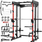 Smith Machine Power Rack | All-in-One Power Cage with Adjustable J-Hooks, Squat Rack for Home Gym, Cable Machine & Pull-Up Bar | Home and Garage Gym Equipment for Strength Training