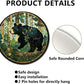 Lygond Metal Sign Tin Sign Circular Stained Glass American Black Bear Minimalist Wall Art for Garage 8×8 Inches