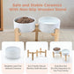 SPUNKYJUNKY Elevated Dog Bowls Ceramic, 6.1'' Dogs and Cat Food Water Bowls Raised with Non-Slip Bamboo Stand for Medium Sized Breed Microwave Dishwasher Safe - 28.7 OZ,Paw White