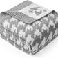 Snuggle Sac Houndstooth Throw Blanket for Couch, Reversible Super Soft Warm Blankets Cozy Knit Fuzzy Plush Lightweight Throws for Sofa, Bed, Camping, Grey,50x60 inches
