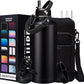 87oz 128oz Insulated Water Bottles - Keep Cold-48h Hot-24h Gallon Water Bottle with Straw, Vacuum Stainless Steel Water Flask Leak Proof, Metal Large Water Jug with Carrier Sleeve, Paracord Handle