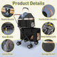 Double Pet Stroller for 2 Dogs or Cats, Folding Dog Stroller with 2 Detachable Carrier Bags, Safety Belt, 4 Lockable Wheels, Separate Compartments, for Multi-Pet Homes (Black)