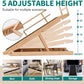 Dog Ramp for Bed, Adjustable Pet Ramps for Dog to Get on Bed, Non-Slip Rubber Surface - Folding Wooden Dog Ramp for Small/Large/Old Dogs, Adjustable up to 23.5 inch High Beds, Safety Railings