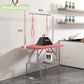 VFK 36''/47''Large Dog Grooming Table, Foldable Pet Station at Home, Dog Grooming Table,Adjustable Cat Drying Desktop with Arms, Nooses, Mesh Tray (Stainless Steel pet Table, 36" Pink)