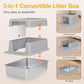 Stainless Steel Litter Box with Lid, 20L Metal Enclosed Litter Box for Big Cat, Flip-Top Design with Anti-Leakage High Sides, Large Cat Lovers Gifts (#1 Gray)