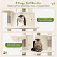 Globlazer Corner Cat Tree Tower for Large Cat, 66inch Tall Large Cat Tree Condo for Multiple Indoor Cats with 6 Scratching Posts, 2 Spacious Cat Condos, Soft Hammock, Hanging Basket, C66, Light Beige