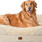 EHEYCIGA Memory Foam XL Dog Bed for XLarge Sized, Extra Large Orthopedic Dog Sofa with Sides and Waterproof Liner, Washable Bolster Pet Bed Couch with Removable Cover, 42x30x7.5 Inch, Beige