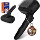 Dog Self Cleaning Slicker Brush for Shedding, Ideal for Short Long Haired Dogs, Including Cat. Removes Loose Fur, Undercoat, Mats, Tangled Hair. Suit for Large Medium Small Animal, Black