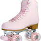 Roller Skates for Women or Men with Height Adjustable Rubber Stoppers Retro Suede Quad Roller Skates for Outdoor and Indoor