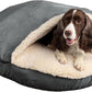 Snoozer Luxury Cozy Cave Dog Bed - Indoor Dog Bed with Cover Cave, Covered Calming Burrow for Small & Medium Sized Pets with Blanket Attached, Enclosed, Washable - Large, Anthracite