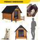 Outdoor Heated Dog House with All-Around Insulated Liner Weatherproof Puppy Shelter Indoor Dog Kennel, Anti-Bite Dog Home for Large Breed with Porch (Brown-2, 50.8" D x 37.4" W x 37.2" H)
