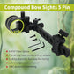 Archery 5-Pin Bow Sight - 0.019" Fiber, Brass Pin, Aluminum Machined - Right and Left Handed, with Hi-Vis Level for Archery, Hunting, Shooting