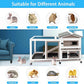 Rabbit Hutch Indoor Outdoor Two Story Bunny Hutch with Wheels Guinea Pig Cage with Removable No Leaking Tray Wooden Pet House
