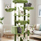 Cat Tree, Cat Tower for Large Cats with 2 Big Platforms, 2 Baskets, condo and Toys, 63" Cat Scratching Posts for Indoor Cats, Green GCT020GR