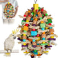 Medium Large Parrot Toys 20in Chewable Bird Toy with Coconut Shell, Poplar Wood, Corn Cob, 112 Schima Wood Beads Bird Shredding Toys Parakeet Macaw Cockatiel Conure African Grey Parrot Gifts