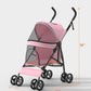 Pet Stroller with 4 Wheels for Small/Medium Pets, Portable Travel Foldable Carrier Jogger for Dog Cat Puppy Kitty, Rear Wheel Breaks, Storage Basket, Visible Mesh with Weather Cover (Pink)