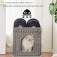 Cat Litter Box Enclosure Hidden Litter Box Furniture with Metal Heightened Feet, Rattan Handwoven Cat House with Litter Mat, Hidden Litter Box Furniture for Bedroom Living Room Gray