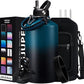 1 Gallon Water Bottle Stainless Steel - 128oz Insulated Flask Water Bottle with Sleeve Strap, Big Water Jug with Straw & Spout Lid, Gym Camping Gallon Water Bottle w/Paracord Handle, protective Boot