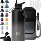 Insulated Water Bottle | Thickened Stainless Steel for Gym and Hiking with Straw, Carrier Bag, Handle Strap | BPA-Free 87 oz