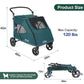 Large Dog Travel Stroller with 4 Heavy Duty Wheels Pet Stroller with Adjustable Handle - Double Doggie Capacity Jogger Wagon with Back Front Door for Small Medium Large Dogs (Dark Green-C)