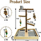 Tfwadmx Bird Perch Natural Wood Stand Toy Parrot Play Stand Platform Bird Cage with Removable Tray and 2 Stainless Steel Cups for Parakeets Canaries Cockatiels Conure Lovebirds
