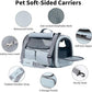 FUKUMARU Cat Carrier, Soft-Sided Small Dog Carrier, Large Cat Travel Bag with 4 Mesh Windows, Under 15 lb Airline Approved Pet Carrier with 4 Storage Pockets, Rollable Cover for Nervous Cats, Grey