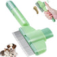 Pet Hair Removal Comb,New Cat Brush with Release Button,Pet Grooming Brush for Short&Long Pet Hair,Deshedding Brush for Pet (green)
