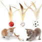 6 Pcs Feather Ball Cat Toy,Interactive Feather Bouncy Ball Toy Set for Cats,Mini and Elastic,Suitable for Pets to Play Indoors and Outdoors