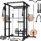 Mikolo Power Cage, 1500lbs Power Rack with LAT PullDown and Cable Crossover System, Squat Rack with Pulley System, Weight Cage for Home Gym with Training Attachments
