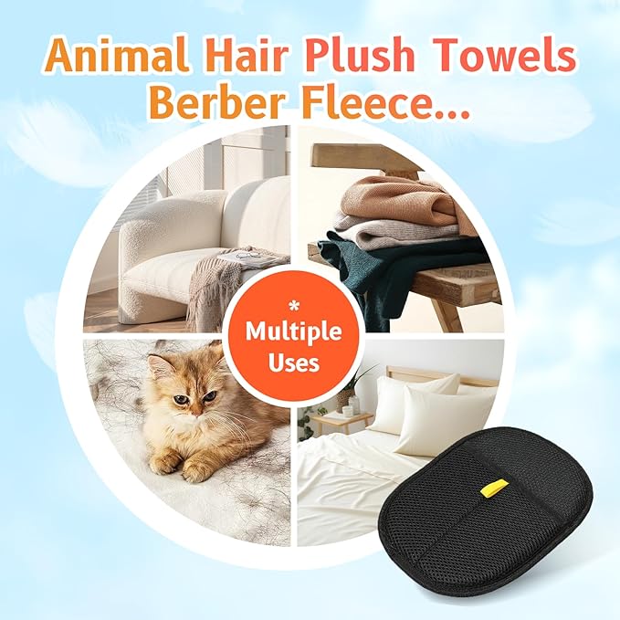 Cat Grooming Gloves, Pet Hair Removal Glove for Cats & Dogs, 2025 New Upgrade Efficient Grooming Gloves for Pet Hair, Reusable Pet Hair Glove
