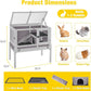 Aivituvin 2-Story Rabbit Hutch with Anti-Chew Ramp & Zinc Sheet - 36.6" Indoor Guinea Pig Cage, Wooden Stand, Pull-Out Tray & Leakproof Floor (Grey)