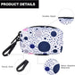 Petmolico Dog Poop Bag Holder Leash Attachment, Dog Waste Bag Dispenser Zippered Pouch, Fits Any Dog Leash, Includes Free Roll of Dog Bags, Poop Bag Dispenser - 2 Pack, Blue Dots