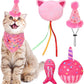 BINGPET Catnip Toys for Indoor Cats, Cat Birthday Hat and Interactive Plush Kitten Chew Toys - Cute Cake, Fish, Balloon Toys with Crinkle Paper and Catnip Inside Pink