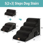 Extra Wide Dog Stairs with Tunnel, Detachable Large Pet Step for Small Medium Dog, Puppy or Cat, Ramp for High Bed, Couch, Sofa or Car, Stable, 19.7x33x22.4 inch, 5 Step, Black