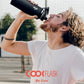 Water Bottle 40 oz Insulated with Straw&Brush, Coolflask Vaccum Stainless Steel Metal 3 Lids Water Flask for Sports, Gym or Office, Keep Cold 48H Hot 24H, Magic Black