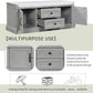 Shoe Storage Bench with 2 Drawers and 2 Cabinets, Pine Wood Shoe Bench with Removable Cushion for Living Room, Entryway 42.5" L x 15.9" W x 17.5" H (Gray Wash)