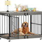 COZPAW Dog Crate Furniture, 48 Inch Dog Crates for Medium/Large Dogs, Farmhouse Wood Dog Kennel Indoor Heavy Duty Dog Cage with Caster Wheels (Gray)