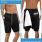Sureio 3 Pcs Men's 2 in 1 Running Shorts 7 Inch Quick Dry Athletic Workout Shorts with Liner Phone Pockets Towel Loop