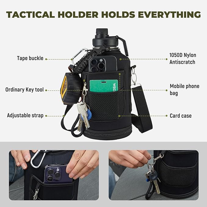 COKTIK 84oz Water Bottle with Straw - Triple Insulated Flask, 48hr Cold Retention Large Water Bottle, Leakproof Water Jug for Gym, Hiking, Camping, Outdoor Sports(Army Green)