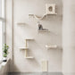 NUNU LAB Wall Mounted Cat Furniture, 6 Pcs Cat Wall Shelves with Condo House, Bridge, Steps, Scratcher, Hammock, Indoor Safe & Stable Furniture for Kittens Play, Beige