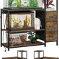 20 Gallon Aquarium Stand with Power Outlets Fish Tank Stand with 3 Drawers Metal Frame Heavy Duty Reptile Tank Stand with 3-Tier Storage Shelves,Left/Right Assembly, Adjustment Height