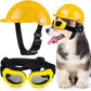Frienda Dog Helmet and Goggles, UV Protection Doggy Sunglasses and 4 Inch Padded Puppy Motorcycle Helmet Adorable Dog Goggles with Adjustable Belt for Small Dogs Puppy Riding(Yellow,S)