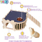 Large Guinea Pig Castle, Natural Wood Rabbit House with Ladder and Hay Feeder, Small Animal Hideout for Rabbit Guinea Pig Hedgehog Chinchilla
