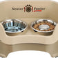 Neater Feeder Deluxe Mess Proof Dog Bowls Elevated for Medium Sized Breeds – Made in USA – No Spill Raised Slow Feeder Elevated Dog Bowl Stand, Stainless Steel Food and Water Bowl Set, Cappuccino