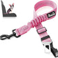 SlowTon Dog Seat Belt, Adjustable Dog Safety Belt Leash, 2 in 1 Latch Bar Attachment Dog Car Seatbelt with Elastic Nylon Bungee Buffer, Reflective Nylon Belt Tether Connect to Dog Harness (Pink)