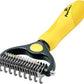 Deshedding Dog Brush - Double-Sided Pet Hair Remover for Cats & Dogs - Yellow Undercoat Grooming Rake for Shedding and Dematting