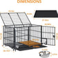 54 inch XL Dog Crate for Large Dog/Double Medium Dogs,Heavy Duty Metal Dog Cages,All Metal Open Top,Dog Kennel Indoor with Wheels,Floor Grid, Tray, Divider and Feeding Bowl
