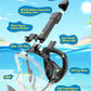 QingSong Kids Snorkel Mask Full Face, Snorkeling Set with Camera Mount, Foldable 180 Degree Panoramic View Snorkeling Gear Anti-Fog Anti-Leak